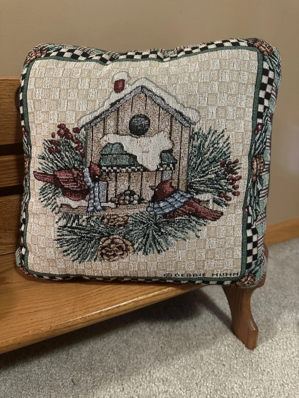 Debbie Mumm Cardinals at Bird House Decorative Throw Pillow